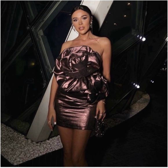 Zara NWOT voluminous flower 3D appliqué oversized floral detail party mini dress - Picture 10 of 15